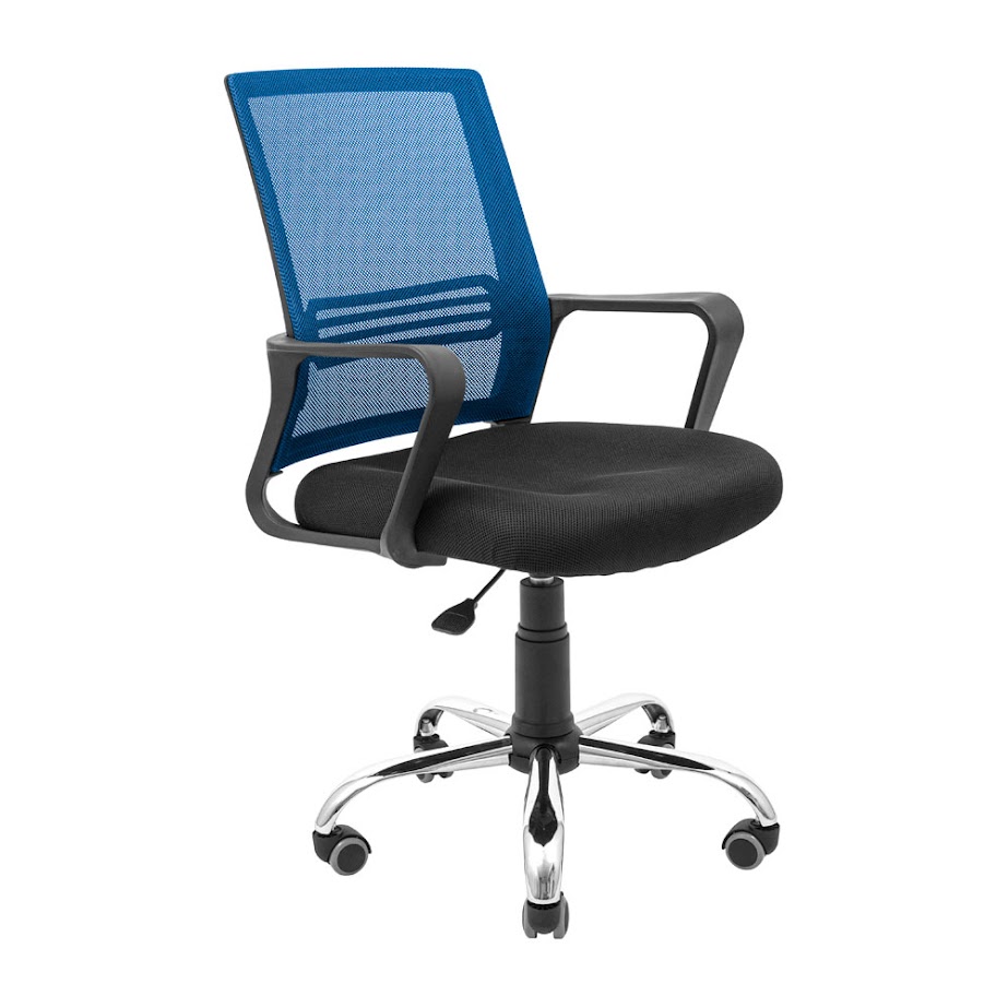 Крісло RICHMAN Джина Хром Сітка Синя (Прогумовані Колеса)